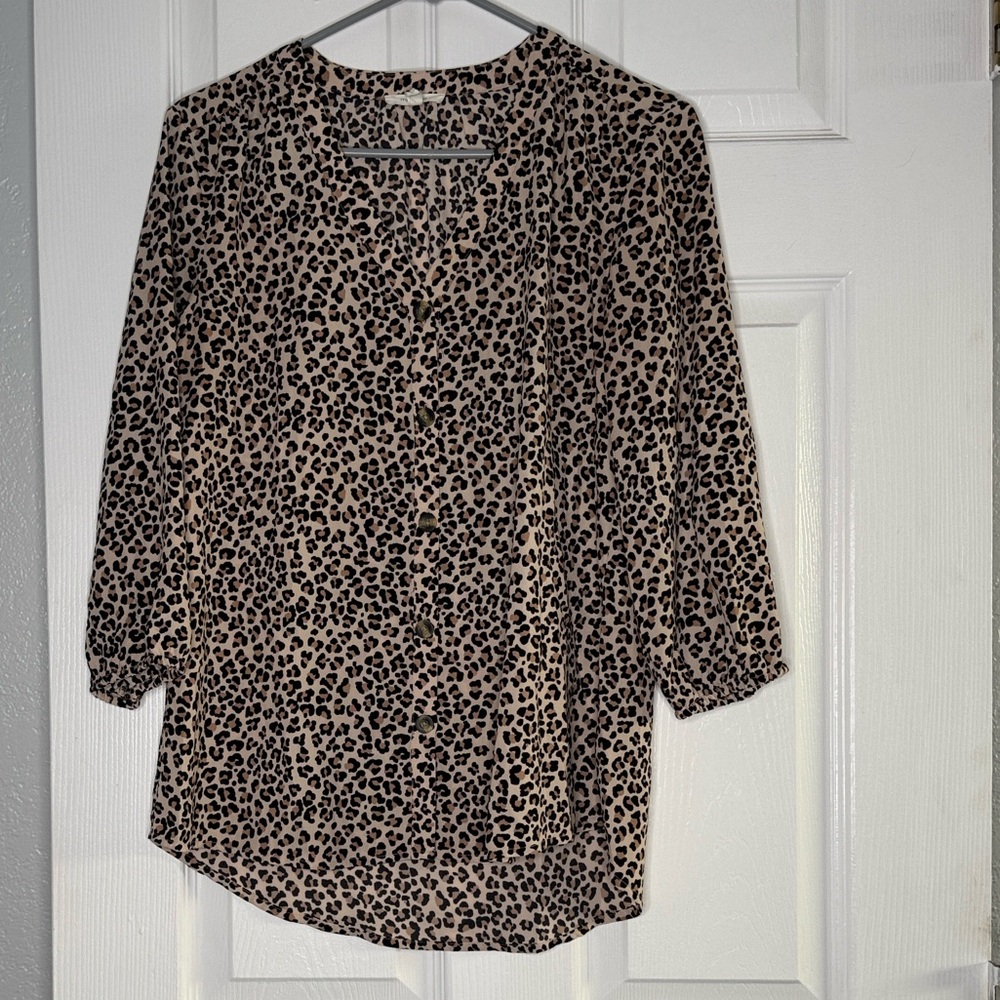 Maurices Leopard Print Top in Beige, Black and Brown